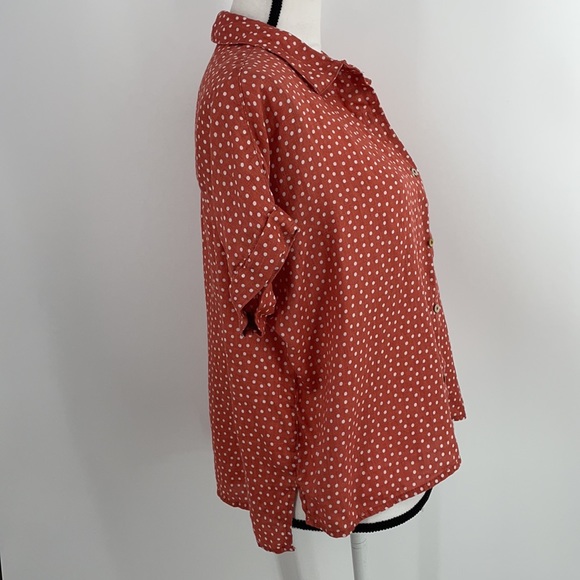 RACHEL ZOE Pure Linen Polka Dot Button Up Shirt S - Picture 4 of 8